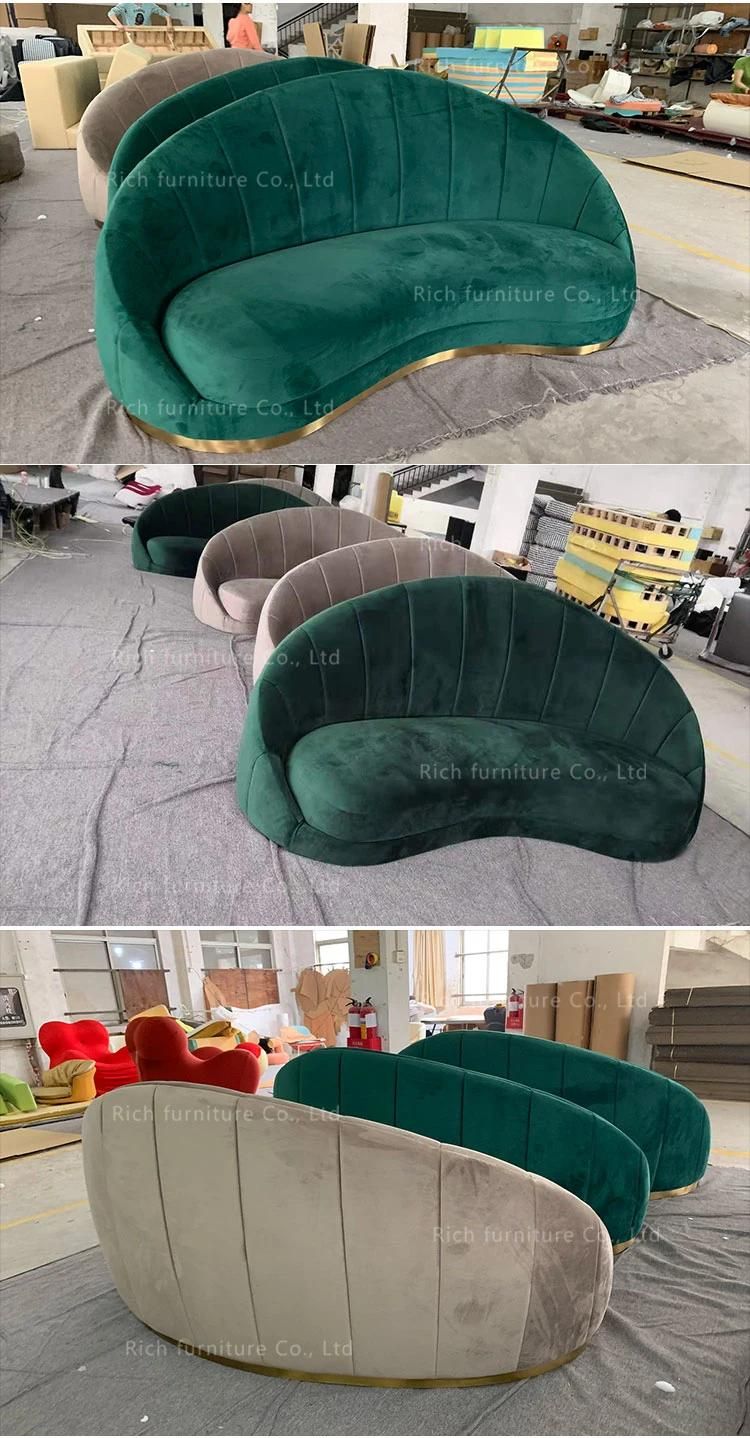 Modern Furniture Velvet Sofa Curved Shell Fabric Sofa