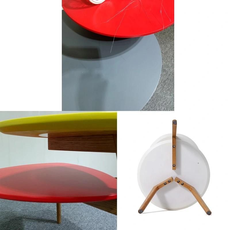 Wholesale Modern Wooden Table Living Room Wood Round Shape Two Level Coffee Table