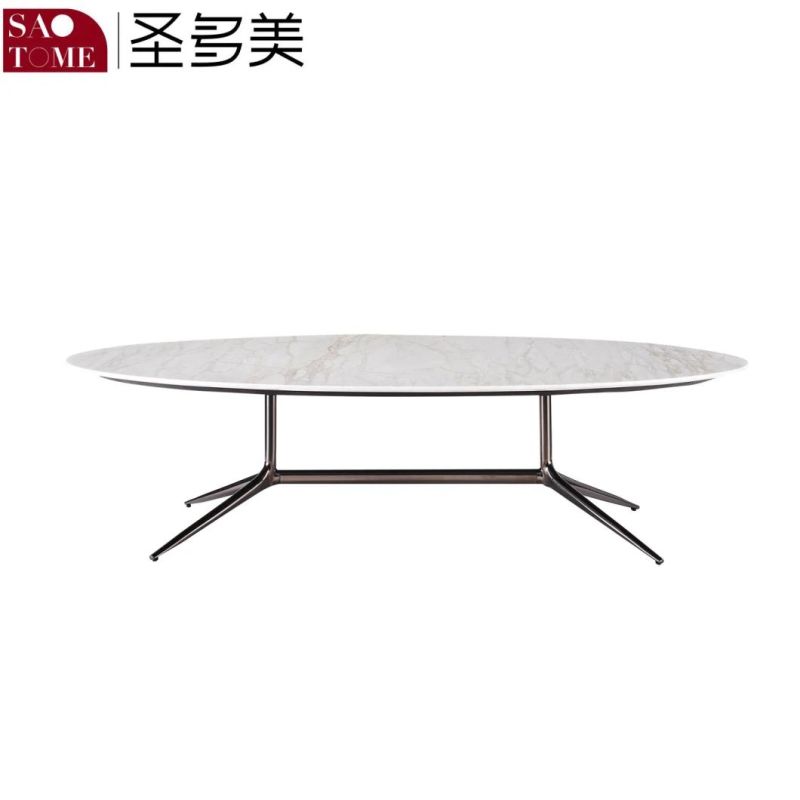 European Style Simple Hotel Family Living Room Marble Elliptic Table