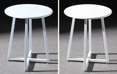 Iron Coffee Table Tea Table Different Side Coffee Table Metal Round Table White Color