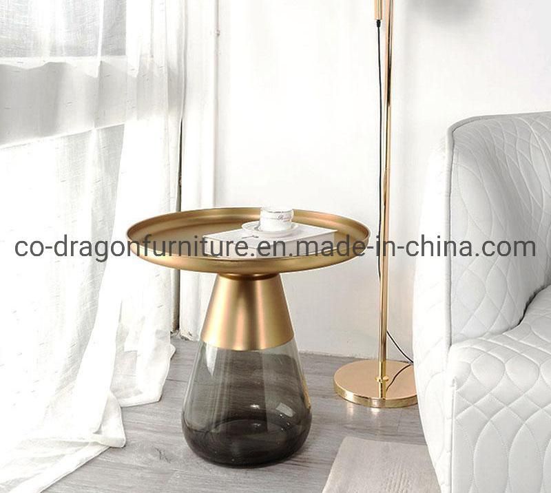 New Design Home Furniture Glass Coffee Table with Metal Top