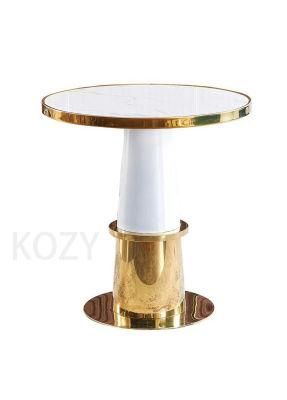 Modern Coffee Shop Metal Iron High Marble Table