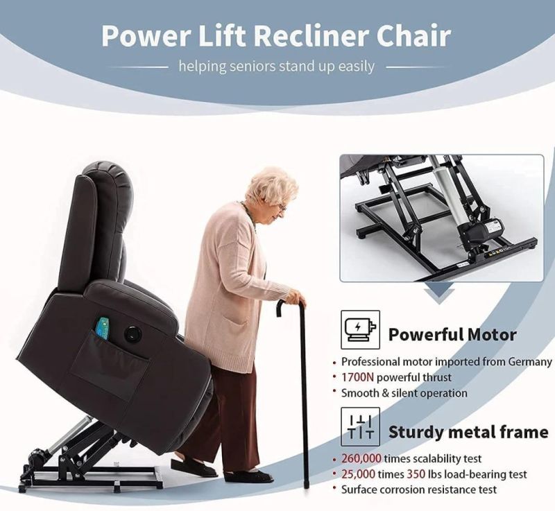 Jky Furniture Fabric Power Electric Lift Chair Reclining with Heating and Massage Function