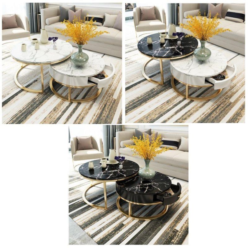 Metal End Side Gold Luxury Modern Marble Coffee Table