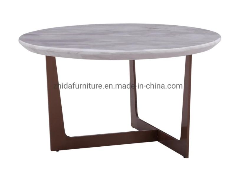 Round Shape Marble Top Metal Base Apartment Bedroom Side Coffee Table