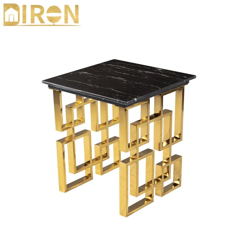 Manufacturer Customized White Black Marble Side Table End Table for Home Decor