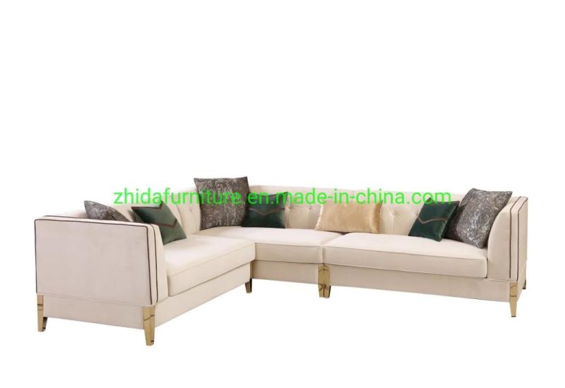 Chinese Modern New Classcial Luxury Home Living Room Velvet Corner U Shage Sofa