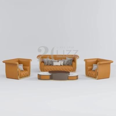 European Classic Office/Hotel/Home Living Room Couch Sectional Real Leather Chesterfield Sofa