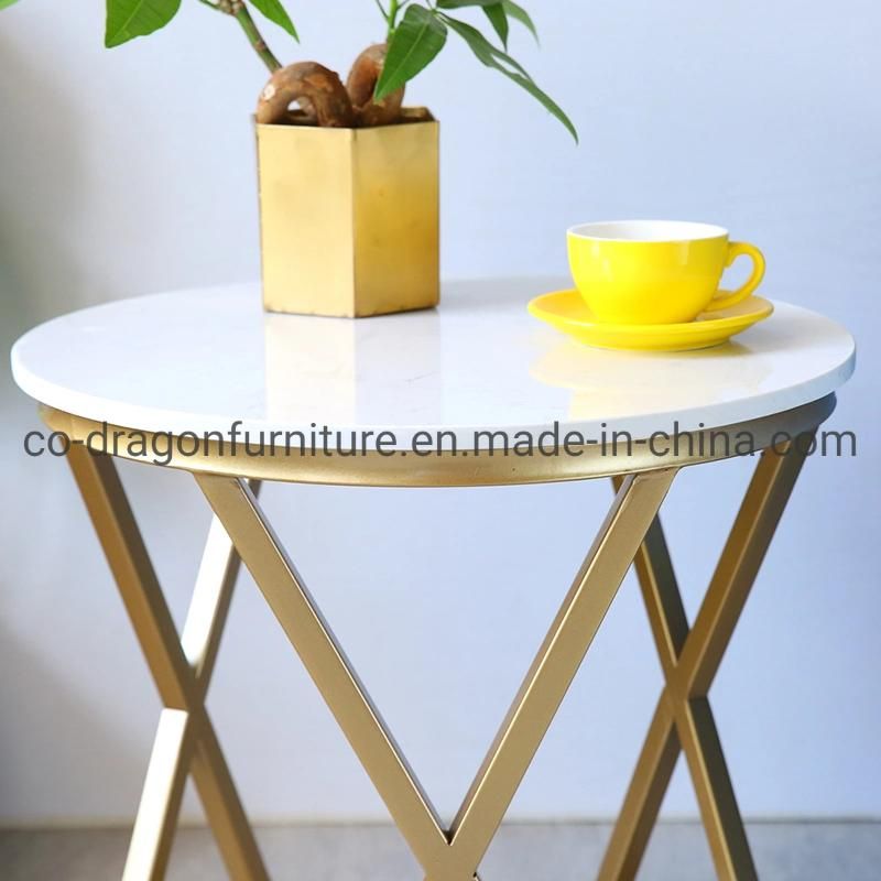 Gold Stainless Steel Side Table with Top for Home Furniture