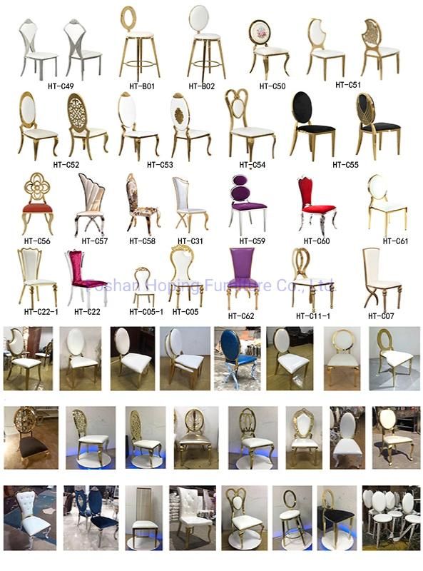 Moon Flower Pattern Back Lucky White Wedding Chair Hire Gold Stainless Steel Bling Chair