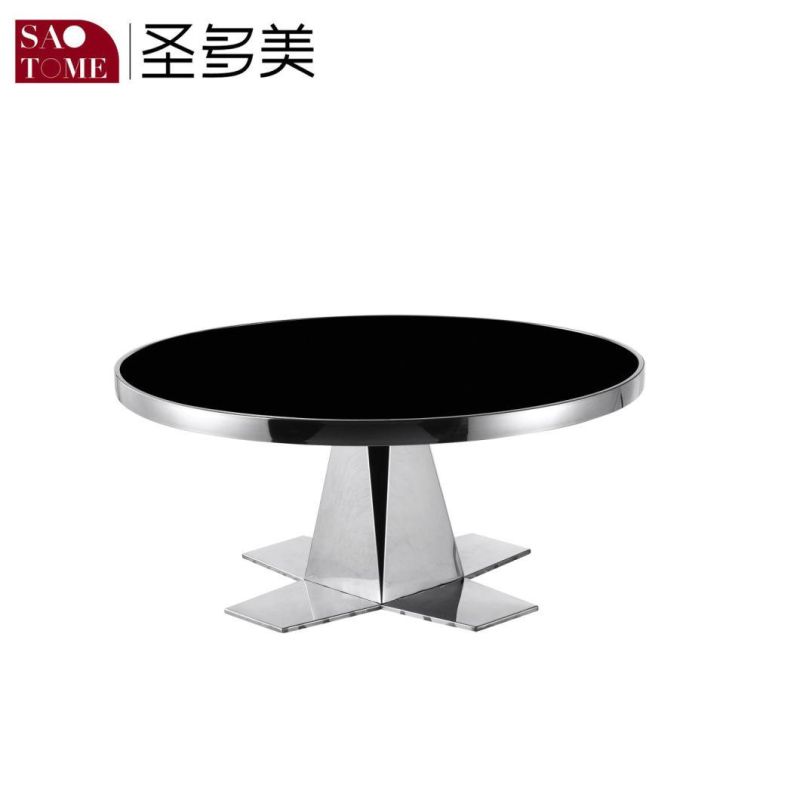 Modern Living Room Furniture J Pedestal Black Glass Round End Table