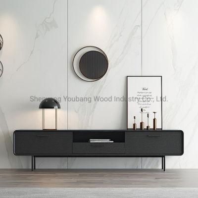 Europe Style Black Solid Wood Veneer Modern TV Stand Living Room Furniture TV Stands