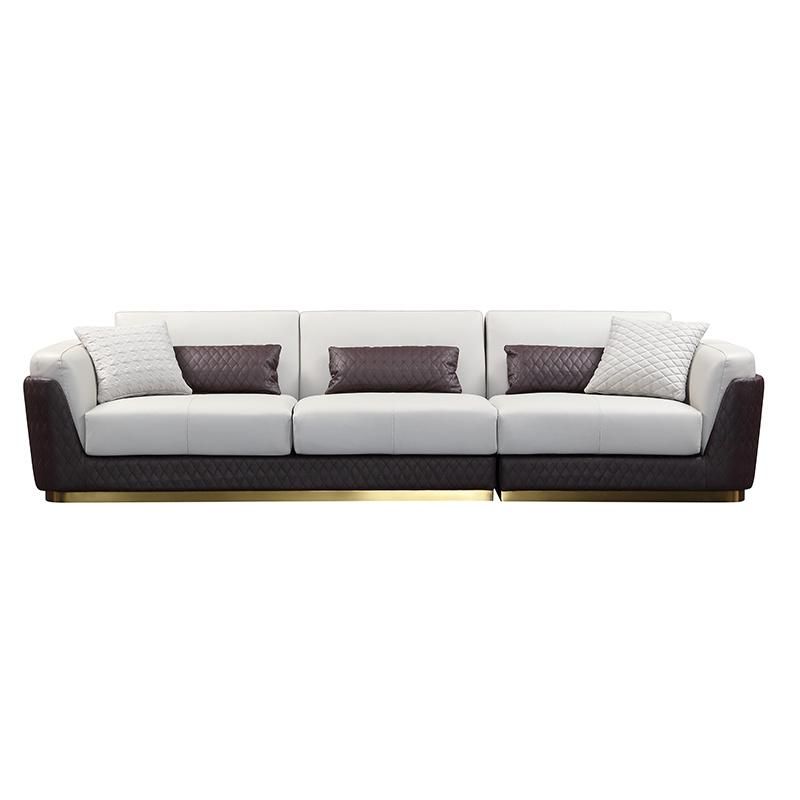 Luxury Quilting Back Fashion Sofa Couch with Stainless Steel Feet 4/3/2/1 Seaters Multi-Solution for Villa Living Room Sofas Cutomized Hotel Bedroom Sofa