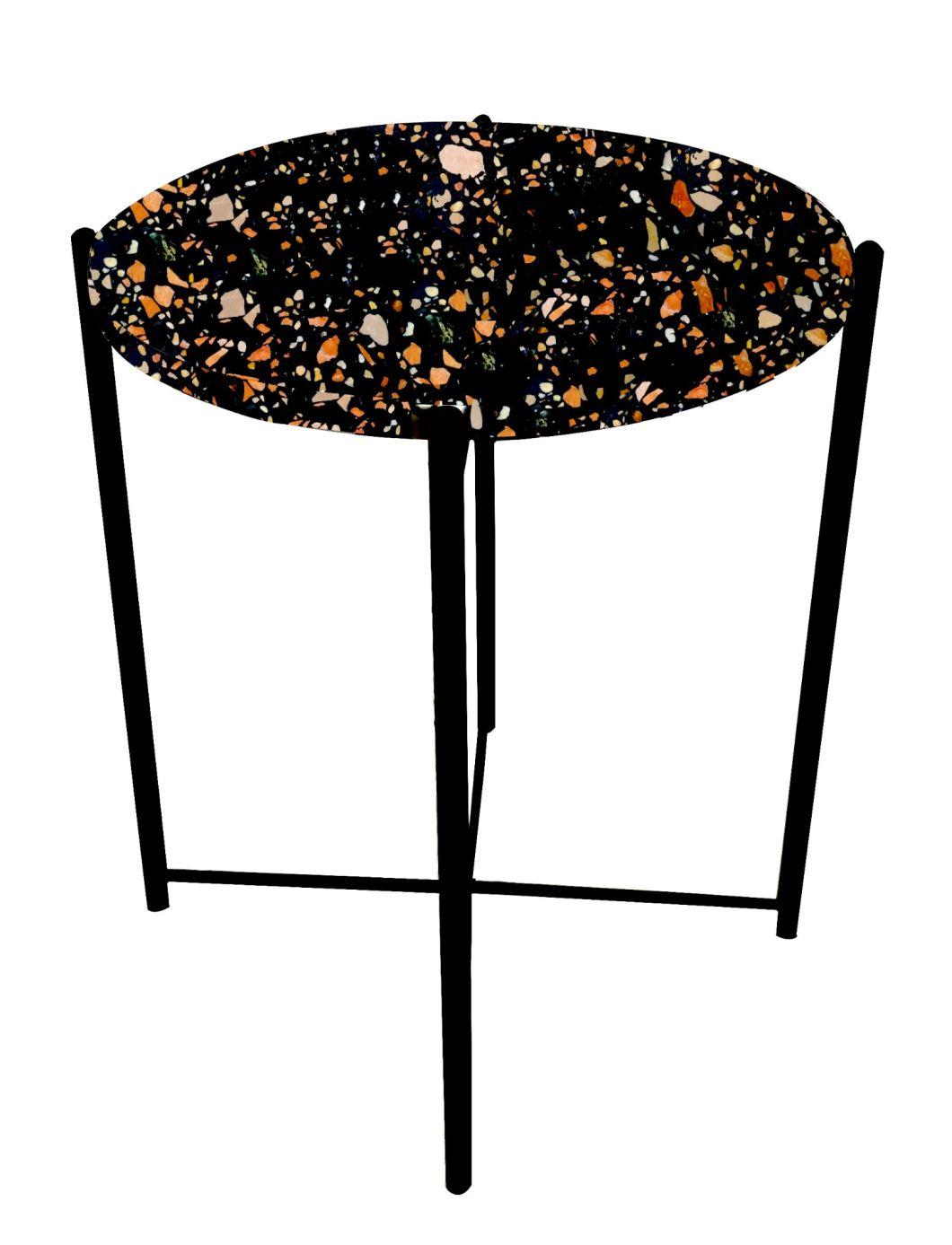 Simple Modern Living Room Designed Round Marble Stainless Steel Coffee Side Table