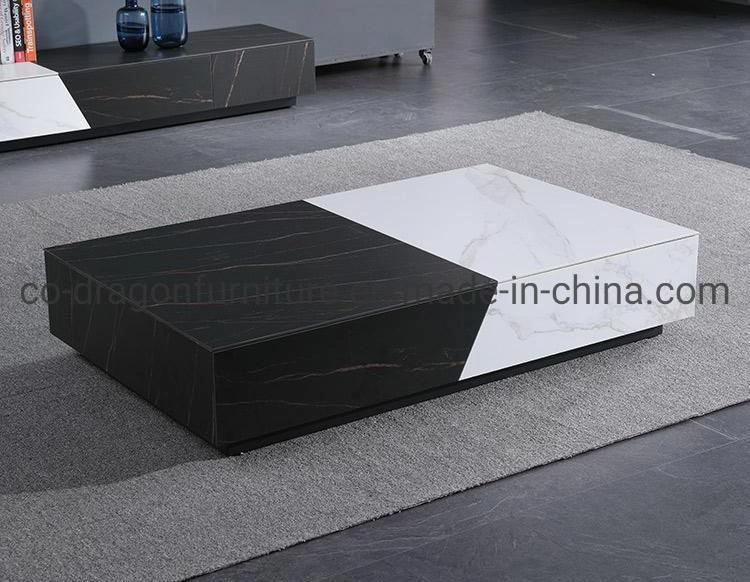 Modern Luxury Rock Plate Coffee Table for Living Room Furniture