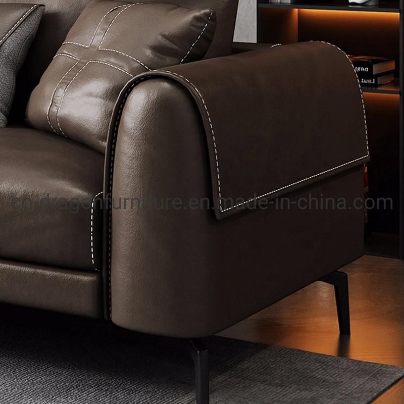 Luxury Leather Arm Sofa with Metal Legs for Home Furniture