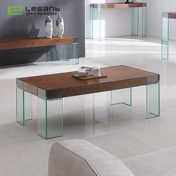 Living Room Cement Painting MDF Table Glass Coffee Table