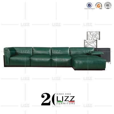 Factory Wholesale Home Furniture Lounge Suite Living Room Cowhide Leather Corner Sofa