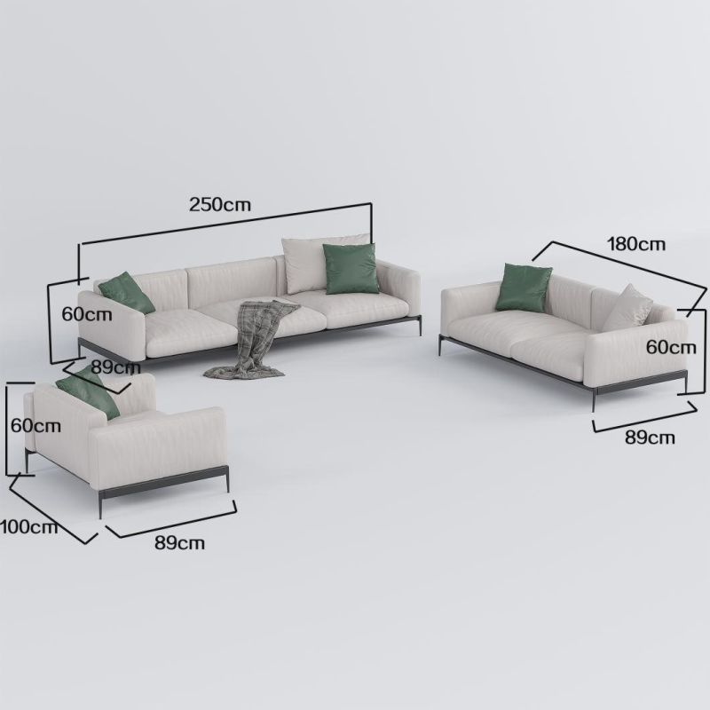 Leisure Wooden Frame Home Furniture Modern Modular Real Leather White Sofa with Stainless Steel Legs