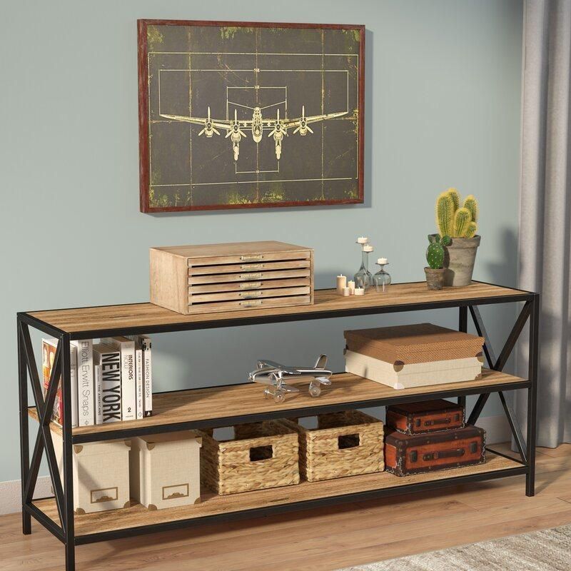 Living Room Furniture Barnwood 65 Inches 3-Tier Lamantia TV Stand with 2 Doors for Tvs