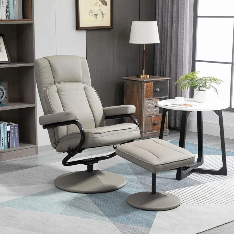 Jky Furniture 8 Points Vibration Massage Functions Leather Recliner Leisure Chair with Ottoman