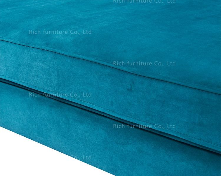 Foshan Home Decor Leisure Furniture Blue Modern Sofa Velvet