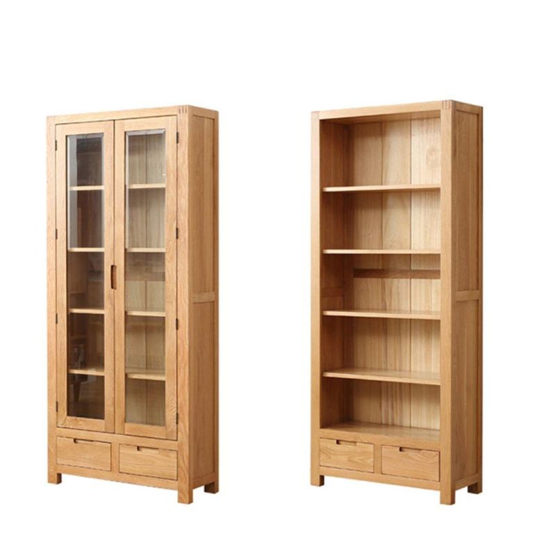 Solid Wood Bookcase Modern Bookcases Design White Oak Walnut Wood Book Shelve with Modern Design Vintage Cabinet