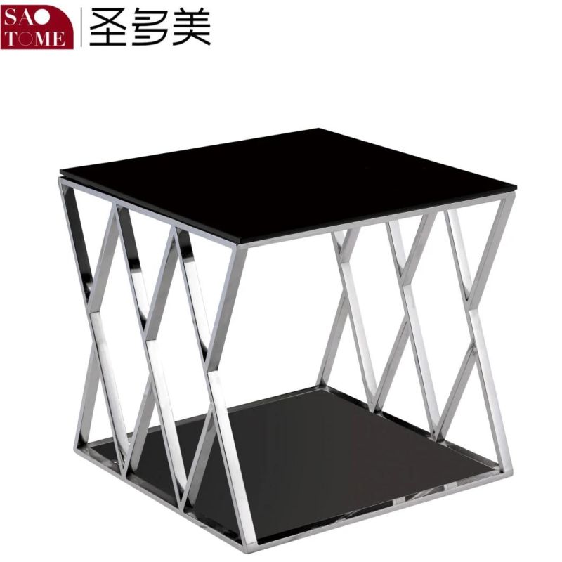 Hot Selling Fashion Living Room Furniture Black Glass Round End Table