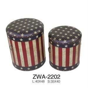 Us Flag PU Printing Storage Stool Ottoman