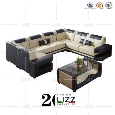 European Modern Leisure U Shape Style Genuine Leather Sofa for Living Room Hotel