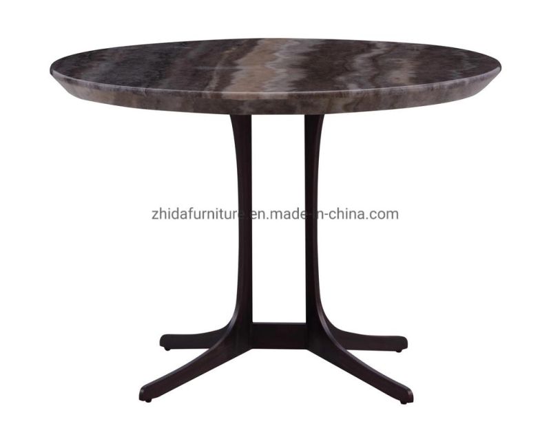 Modern Hotel Round Shape Marble Table Side Table with Metal Base