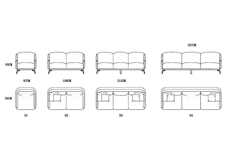 Italian Style Luxury Sofa with Charateristic Comfort Cushions Villa Star Hotel Use Fashion Sofas with Comfort Seaters