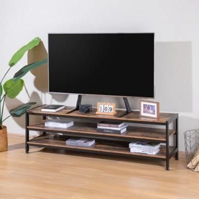 Modern Living Room Furniture Large 3-Tier Industrial Style Media Console TV Floor Stand Cabinet