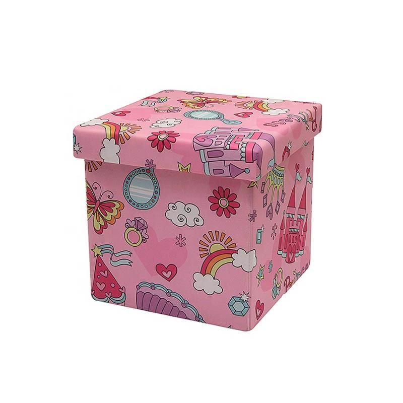 Living Room Kids Furniture Cube Foldable Storage Fabric Pouffe Ottoman