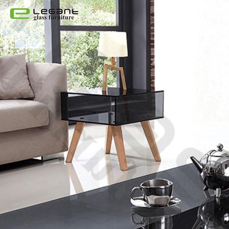 Simple Hotel Household Tempered Clear Glass Side Table