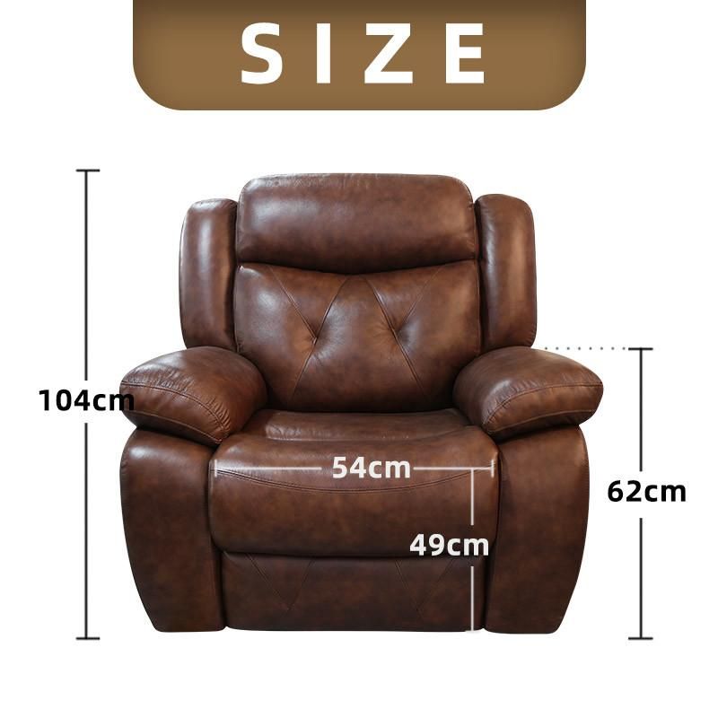 Healthtec USB Charge Genuine Leather Recliner Sofa for Living Room Home Furniture