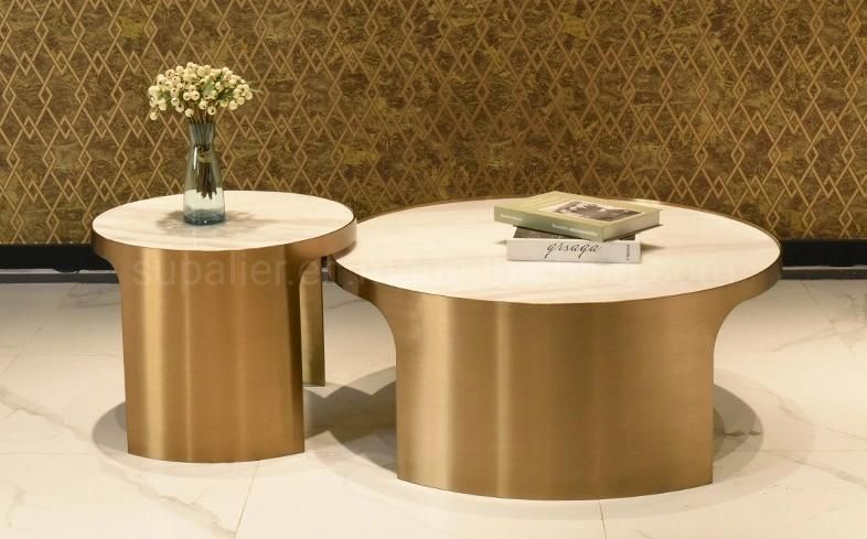 Wholesale Modern Marble Gold Round Tea Table From China