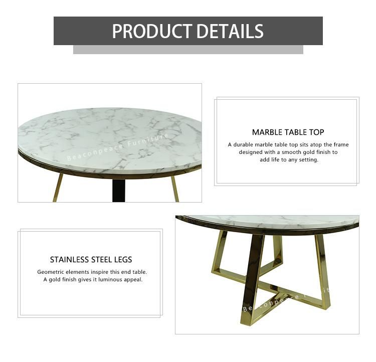 Marble Top Stainless Steel Golden Coffee Table