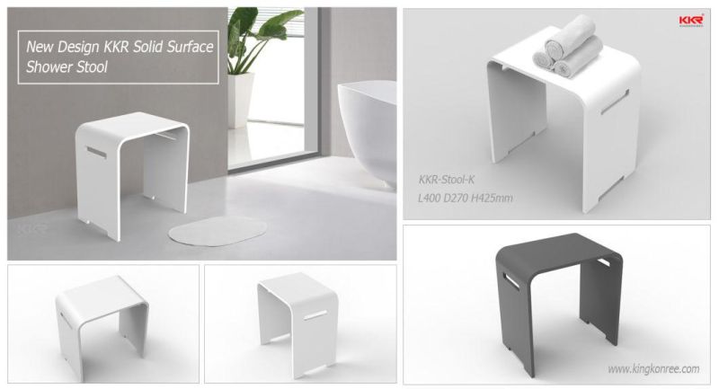 Hot New Release Kkr Artificial Marble Stone Stools Bathroom Stool B Solid Surface Hotel Shower Stool