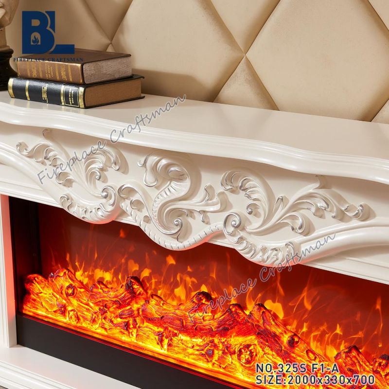 Realistic Indoor TV Stand with LED Electric Fireplace Wood Flame Mantel 325s F1-a