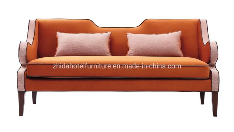 Modern Hotel Furniture Home Living Room Fabric Wooden Leg Sofa