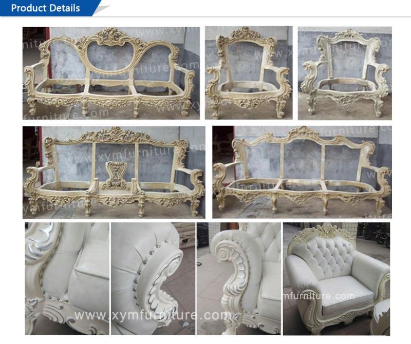 New Design Fabric Two Seat European Style Wooden Sofa (Xym-H104)