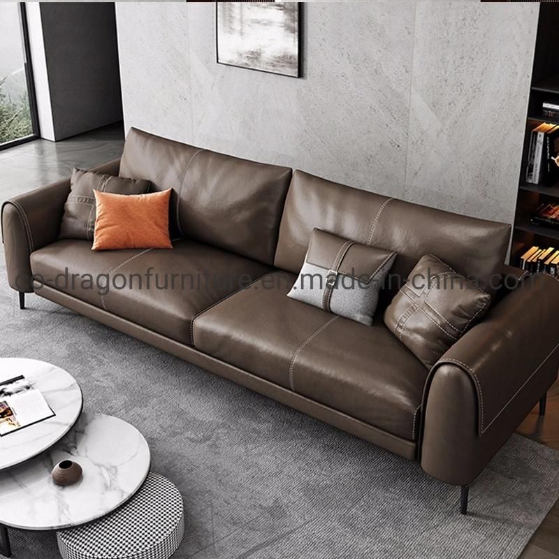 Luxury Leather Arm Sofa with Metal Legs for Home Furniture