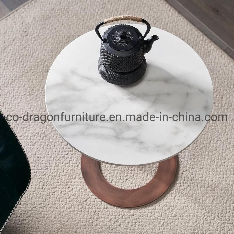 Luxury Wholesale Home Furniture Steel Side Table with Marble Top