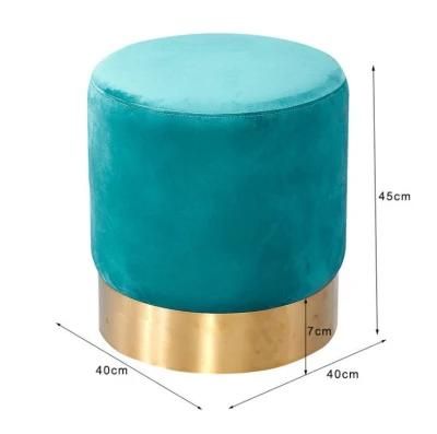 Fashion Live Room Furnitures Factory Prices Ottoman Golden Metal Base Round Foot Stool