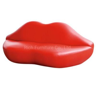 Unique Home Furniture Hot Sex Design Bocca Lounge Couch Living Room Leisure Fabric Red Genuine Leather Lip Sofa Event Hotel Couch