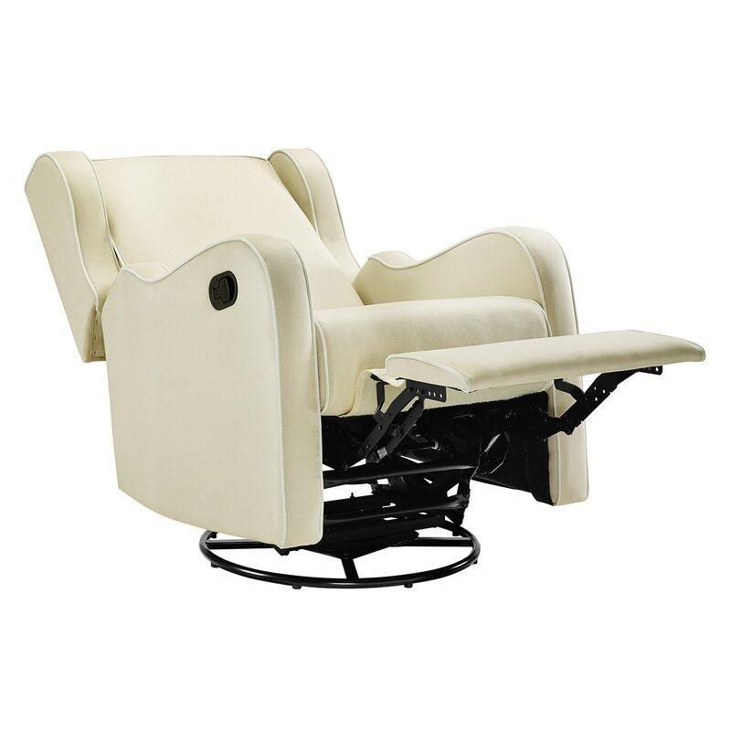 Jky Furniture Fabric Rock and Swivel Recliner Chair with Deep Wingback