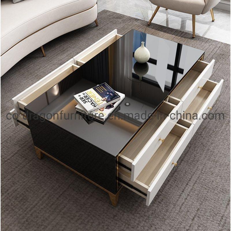 Modern Wooden Black Coffee Table with Drawer for Home Furniture