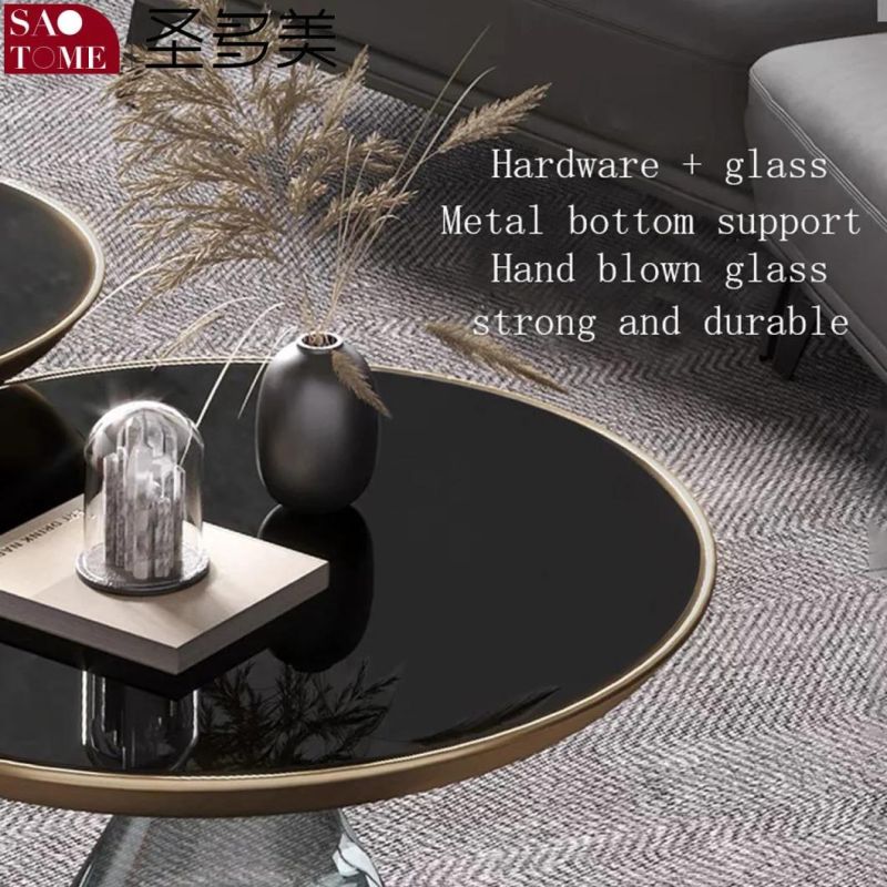 Modern Living Room Furniture Stainless Steel Minimalist Glass Round Tea Table