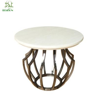 Metal Side Table with Marble Top